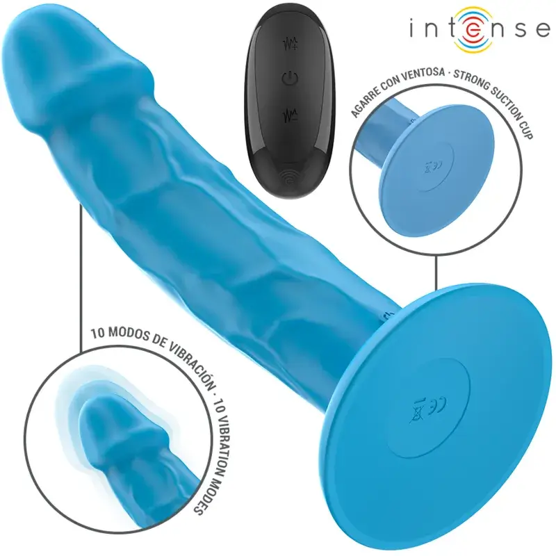 Vibratore realistico in silicone azzurro da 19 cm con telecomando ‘PHOEBE’ INTENSE