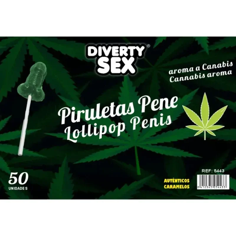 50 Lecca lecca gusto Cannabis a forma di pene DIABLO GOLOSO