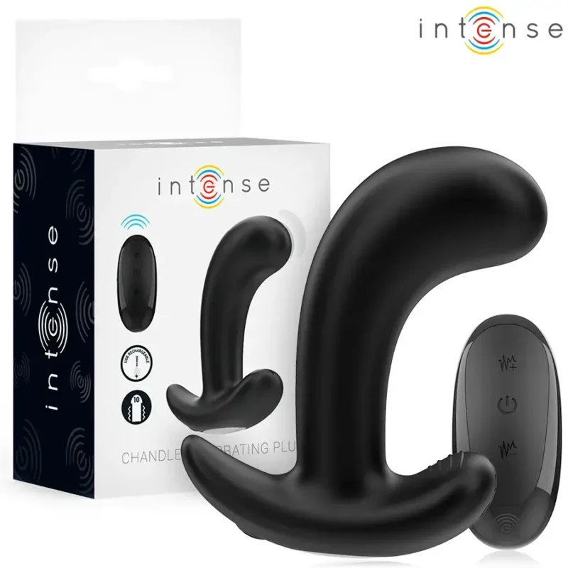 Plug anale vibrante con telecomando in silicone nero ‘CHANDLER’ INTENSE