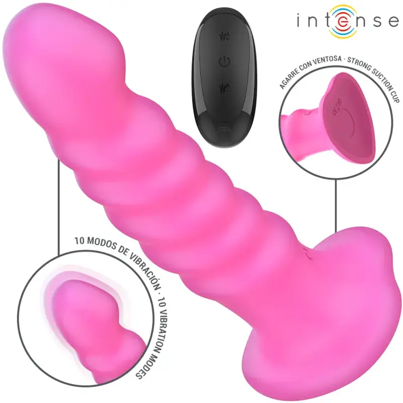 Vibratore in silicone rosa a spirale da 19 cm con telecomando e ventosa ‘CINDY’ INTENSE