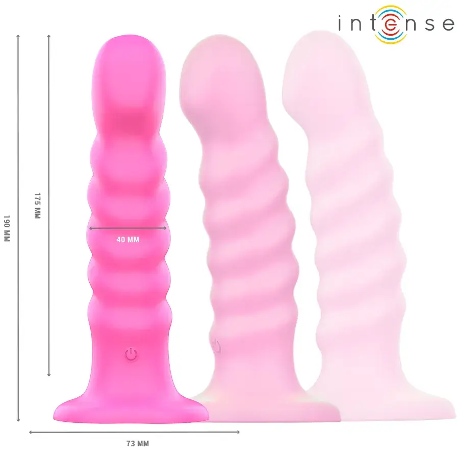 Vibratore in silicone rosa a spirale da 19 cm con telecomando e ventosa ‘CINDY’ INTENSE