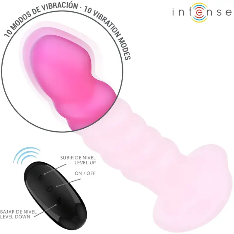 Vibratore in silicone rosa a spirale da 19 cm con telecomando e ventosa ‘CINDY’ INTENSE