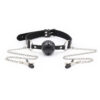 OHMAMA FETISH BALL GAG TRASPIRANTE CON MORSETTI PER CAPEZZOLI - immagine 2