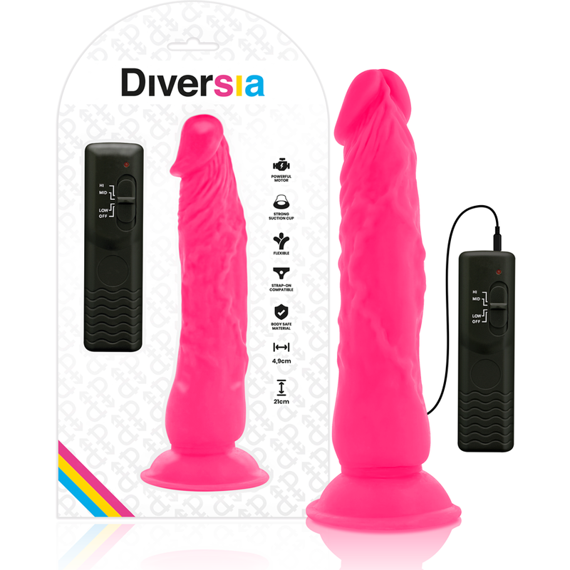 DIVERSIA DILDO VIBRANTE FLESSIBILE 21 CM – ROSA