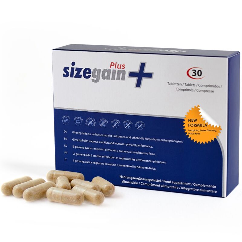 Pillole per erezione e allungamento del pene SIZEGAIN + (30 compresse)