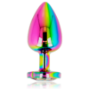 Plug anale in metallo iridescente base cuore OHMAMA tg L - immagine 2