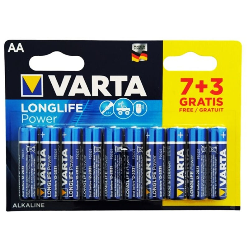 BATTERIA ALCALINE VARTA LONGLIFE POWER AA LR6 10 UNITÀ