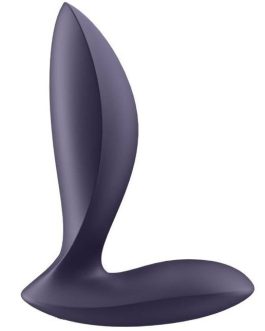 Plug anale vibrante nero in silicone con USB SATISFYER