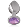 INTENSE - PLUG ANALE IN METALLO ALLUMINIO CON CRISTALLO VIOLA TAGLIA M - immagine 3