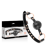 Ball Gag in pelle vegana a sfera traspirante BEGME BLACK EDITION - immagine 2