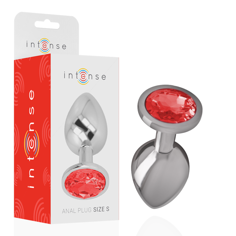 INTENSE – PLUG ANALE IN METALLO ALLUMINIO CON CRISTALLO ROSSO MISURA S