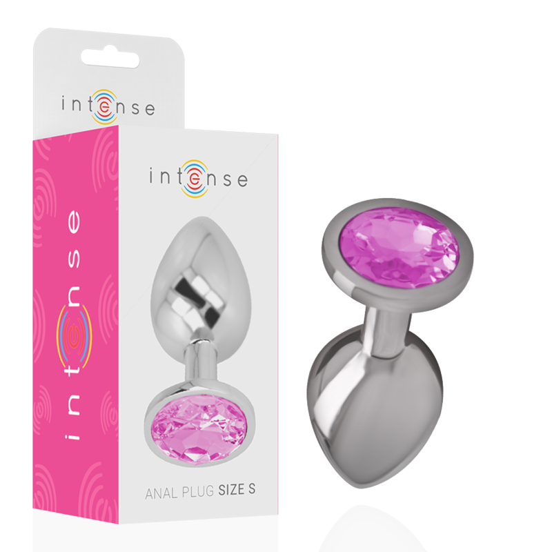 INTENSE – PLUG ANALE IN METALLO ALLUMINIO CON VETRO ROSA TAGLIA S