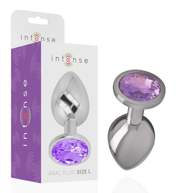 INTENSE – PLUG ANALE IN METALLO ALLUMINIO CON CRISTALLO VIOLA MISURA S