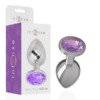 INTENSE - PLUG ANALE IN METALLO ALLUMINIO CON CRISTALLO VIOLA TAGLIA M - immagine 2