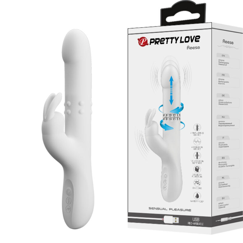 PRETTY LOVE – VIBRATORE REESE CON ROTAZIONE ARGENTO