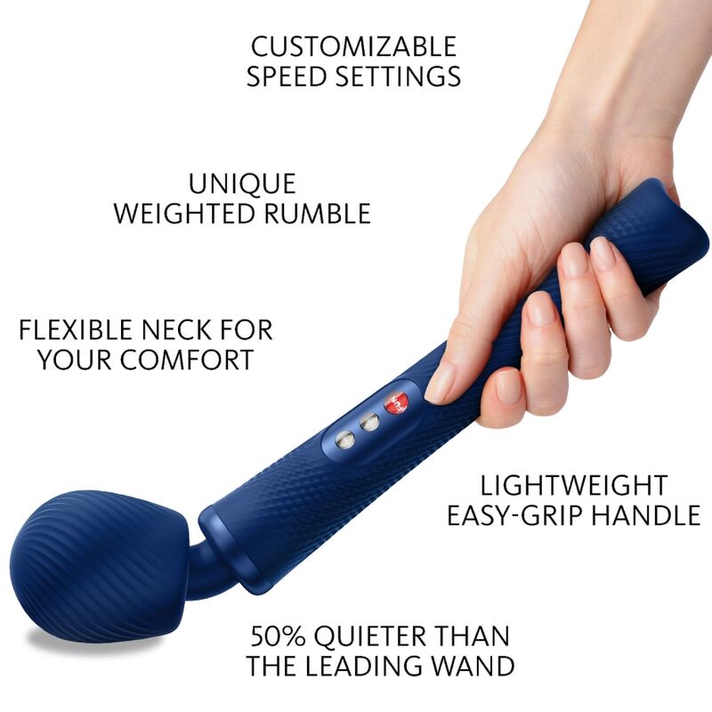 FUN FACTORY – VIM SILICONE RECHARGEABLE VIBRATING WEIGHTED RUMBLE WAND MIDNIGHT BLUE