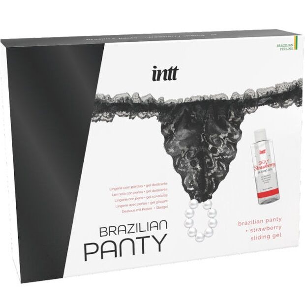 INTT RELEASES – SLIP NERO BRASILIANO CON PERLE E GEL LUBRIFICANTE 50 ML