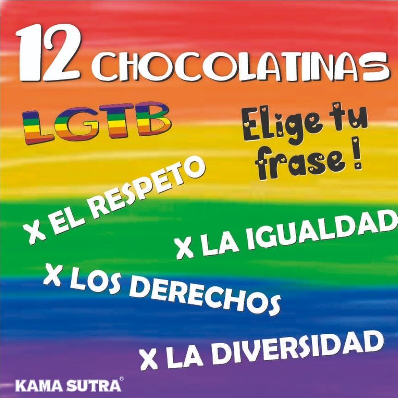 PRIDE – SCATOLA DA 12 BARRETTE DI CIOCCOLATO CON LA BANDIERA LGBT