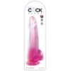 KING COCK - CLEAR DILDO CON TESTICOLI 19 CM ROSA - immagine 2