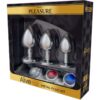 Plug anale kit in metallo liscio con basi colorate Misure-S,M,L ALIVE