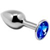 Plug anale metallo liscio con base blu Misura-S ALIVE
