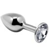 Plug anale metallo liscio con base bianca Misura-M ALIVE