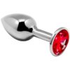 Plug anale metallo liscio con base rossa Misura-S ALIVE