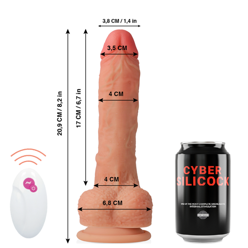 Fallo realistico vibrante e rotante in silicone da 20,9 cm (Con ventosa e telecomando) MR RICK – CYBER SILICOCK