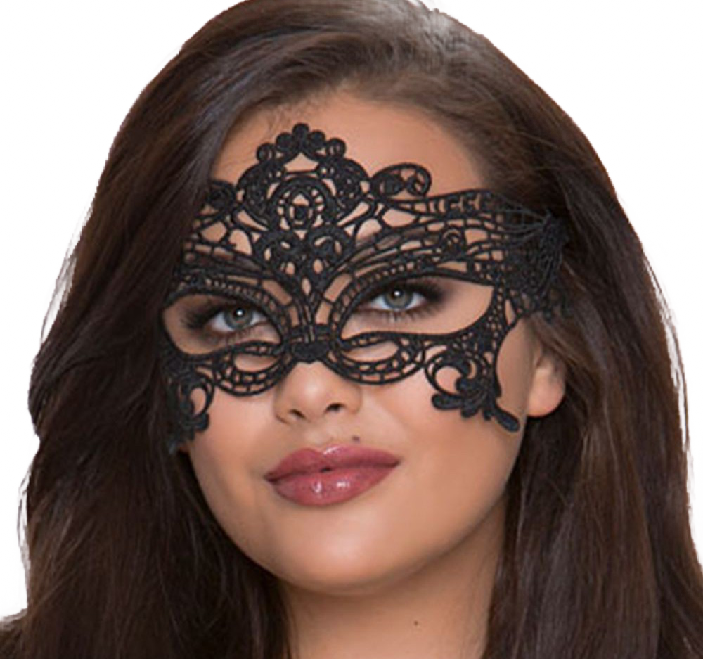 QUEEN LINGERIE – AMPIA MASCHERA IN PIZZO NERO