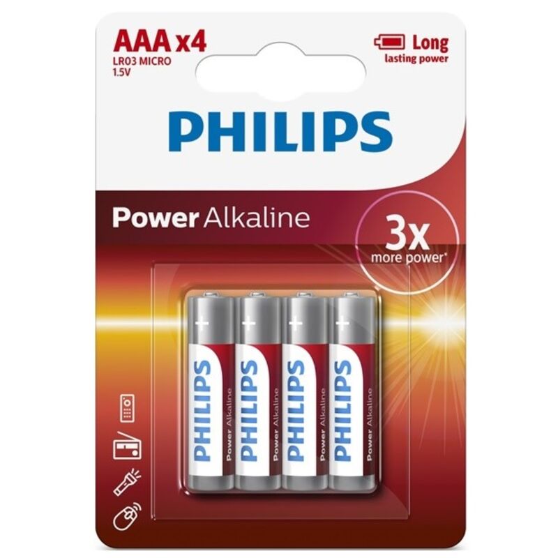 PHILIPS – BATTERIA POWER ALCALINA AAA LR03 CONFEZIONE DA 4