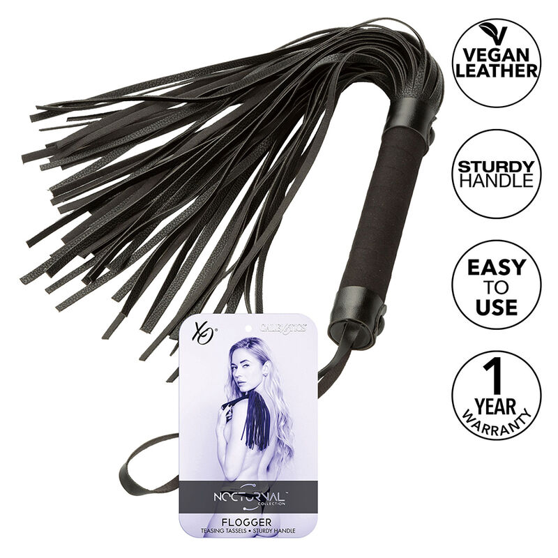 Frusta flogger nera con nappe in pelle vegana CALEXOTICS Nocturnal Collection Flogger