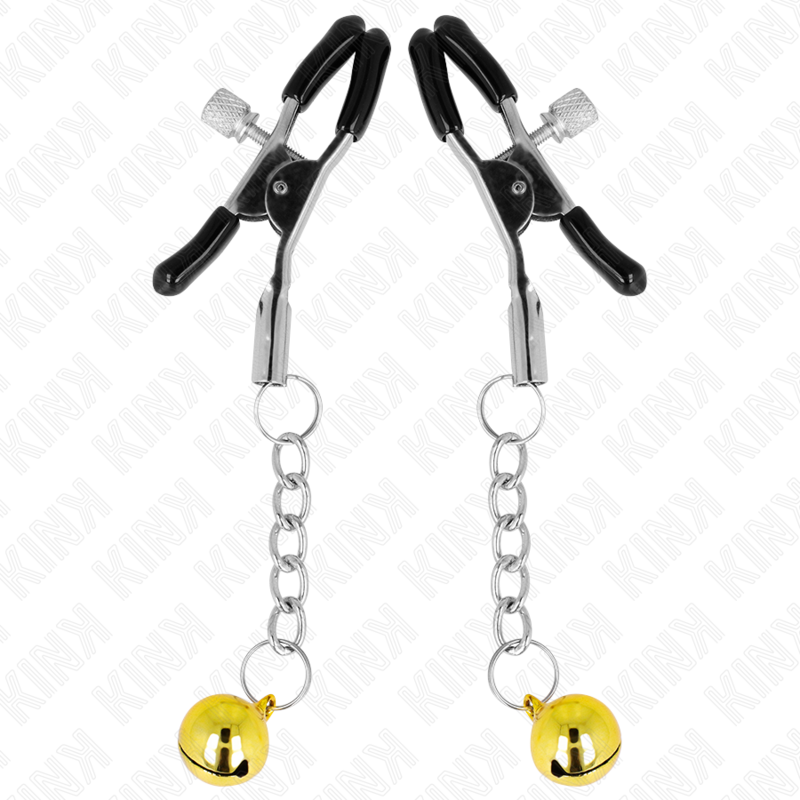 KINK – MORSETTI PER CAPEZZOLI CON PENDENTE JINGLE BELL ORO 6 CM