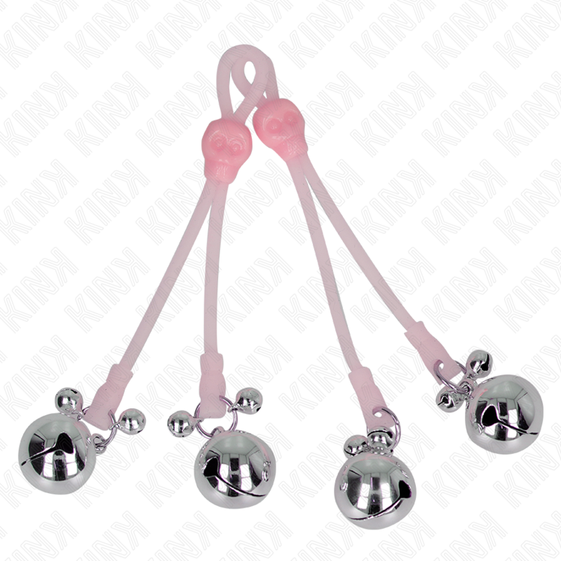 KINK – PINZE PER CAPEZZOLI TESCHIO LUMINOSO CON ANELLO CAMPANELLI REGOLABILI ROSA/ARGENTO