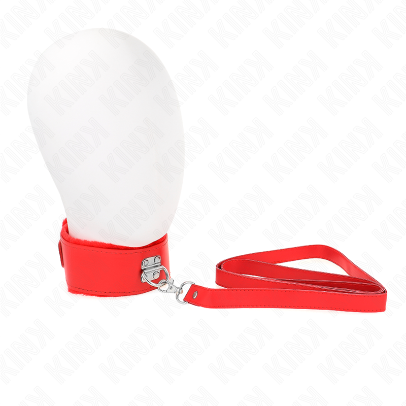 KINK – COLLANA CON GUINZAGLIO 116 CM CON BORCHIE IN ARGENTO MODELLO 4 ROSSO REGOLABILE 40-48 CM X 6 CM