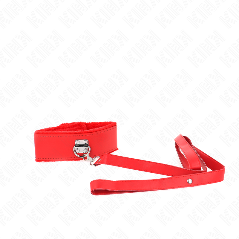 KINK – COLLANA CON GUINZAGLIO 116 CM CON BORCHIE IN ARGENTO MODELLO 4 ROSSO REGOLABILE 40-48 CM X 6 CM