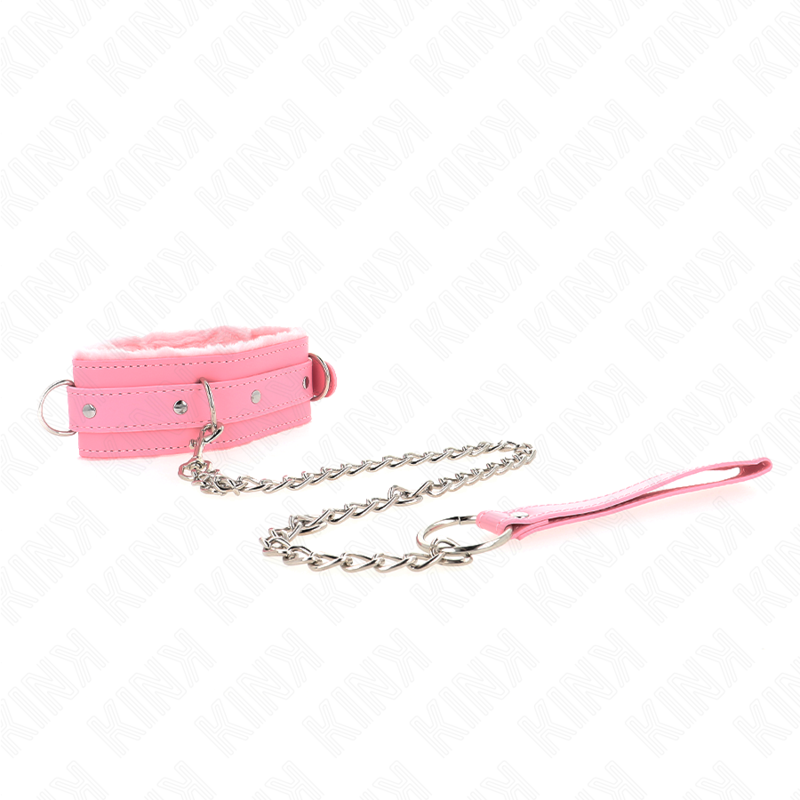 KINK – COLLARE CON GUINZAGLIO 65 CM CON RESTRIZIONI ROSA 36-42 CM X 5,5 CM