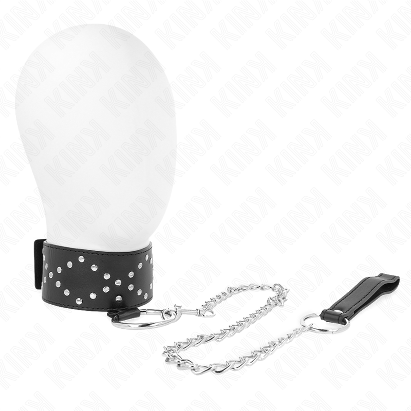 KINK – COLLANA 65 CM CON GUINZAGLIO CON BORCHIE ARGENTO MODELLO 3 REGOLABILE 36-43 CM X 5 CM