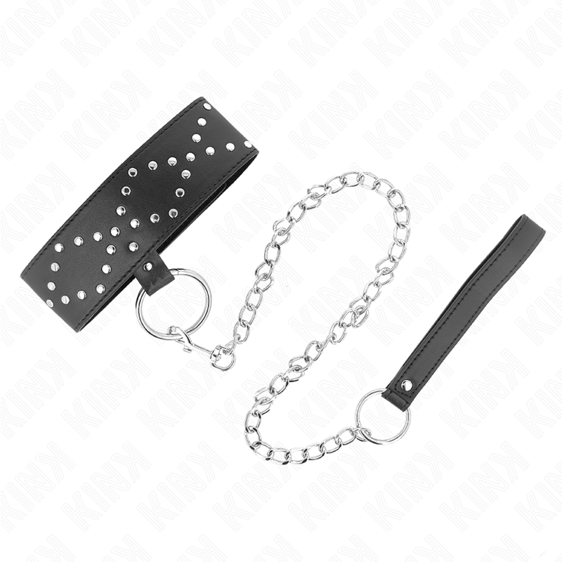 KINK – COLLANA 65 CM CON GUINZAGLIO CON BORCHIE ARGENTO MODELLO 3 REGOLABILE 36-43 CM X 5 CM