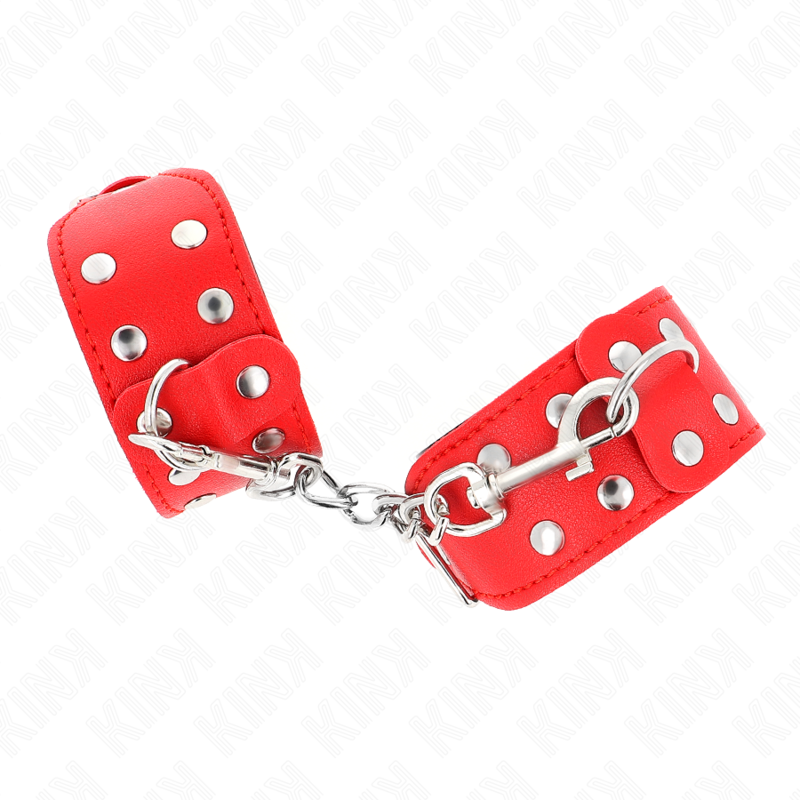 KINK – BRACCIALI CON DOPPIA LINEA DI BORCHIE REGOLABILI ROSSO