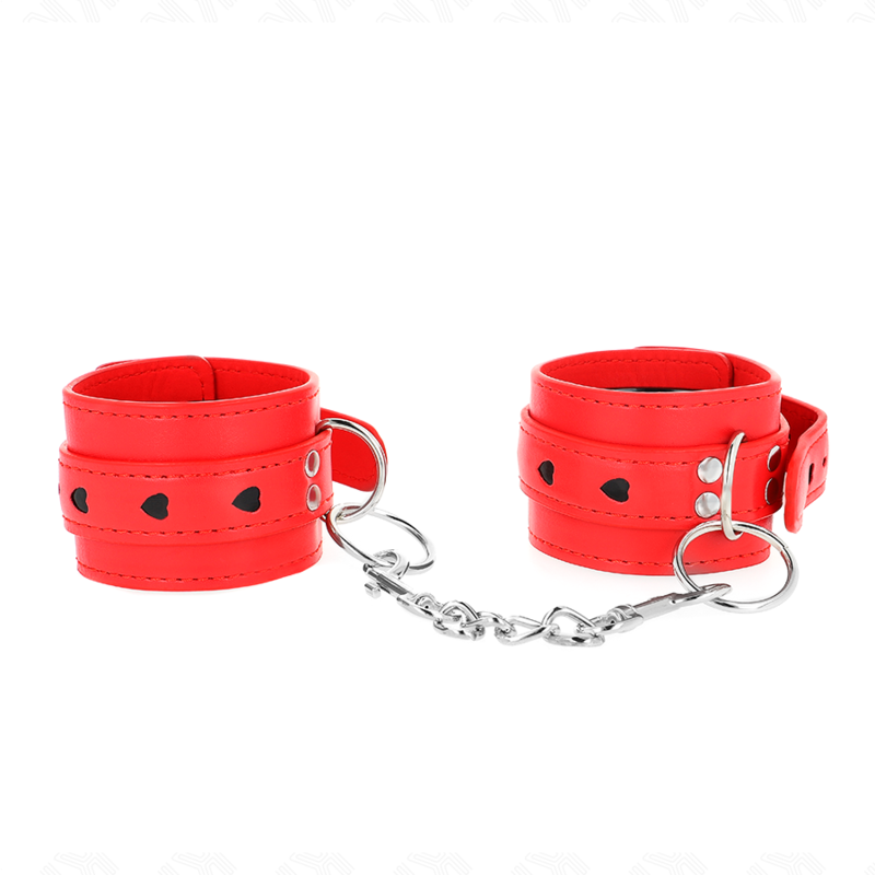 KINK – POLSO ROSSO CON INTARSIO A CUORE NERO REGOLABILE 21-28 CM X 5,5 CM