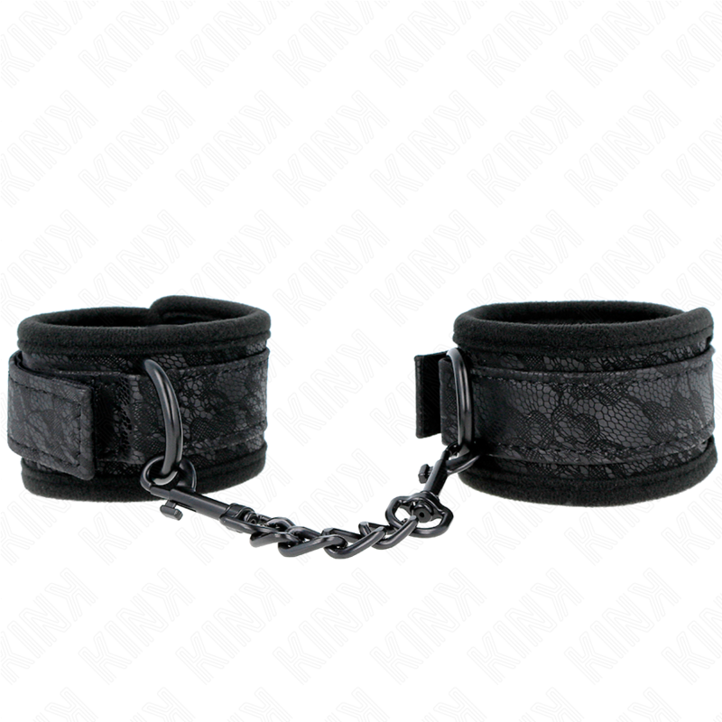 KINK – POLSI RICOPERTI DI PIZZO SCURO IN NEOPRENE REGOLABILE NERO 20-29 CM X 5 CM