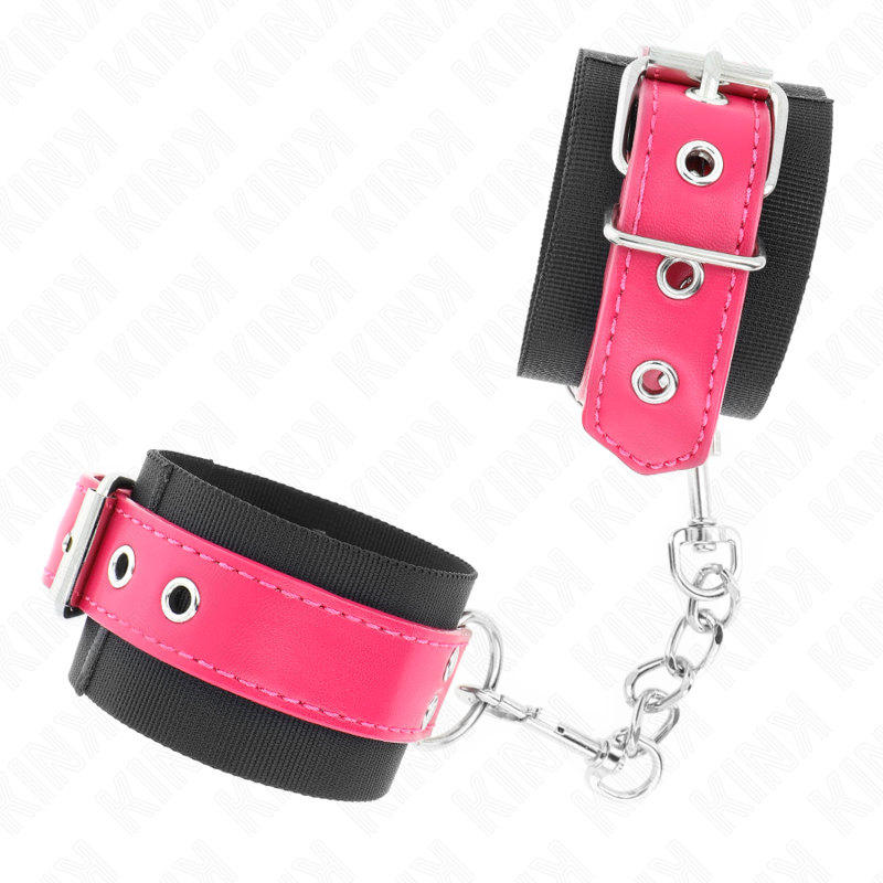 KINK – RESISTENZA DA POLSO IN NYLON NERO CON CINTURA IN SIMILPELLE ROSA LAMPONE REGOLABILE 19-29 CM X 5,1 CM