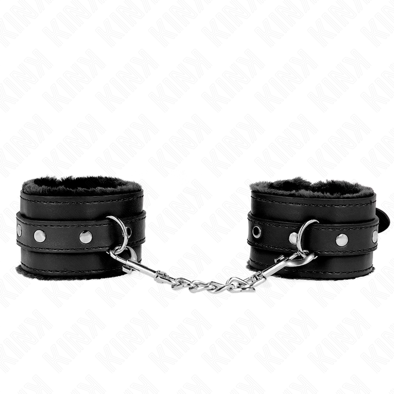 KINK – RESISTENZA DA POLSO PREMIUM FODERATA IN PELLICCIA NERA CON CINTURA NERA REGOLABILE 17-29 CM X 6 CM