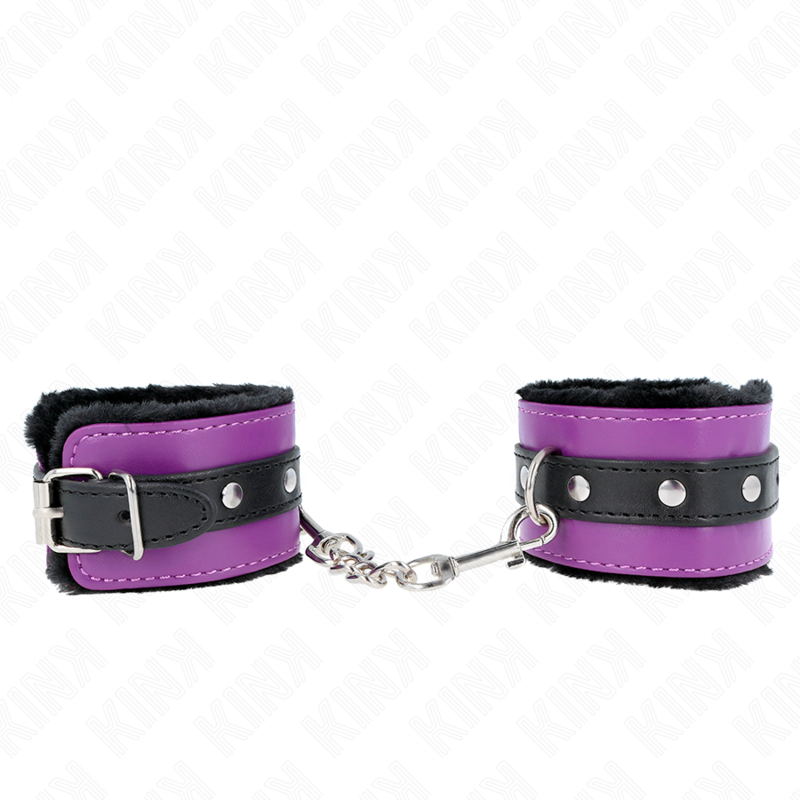 KINK – POGGIPOLSI PREMIUM FODERATI IN PELLICCIA NERI CON CINTURA VIOLA/NERA REGOLABILE 17-29 CM X 6 CM