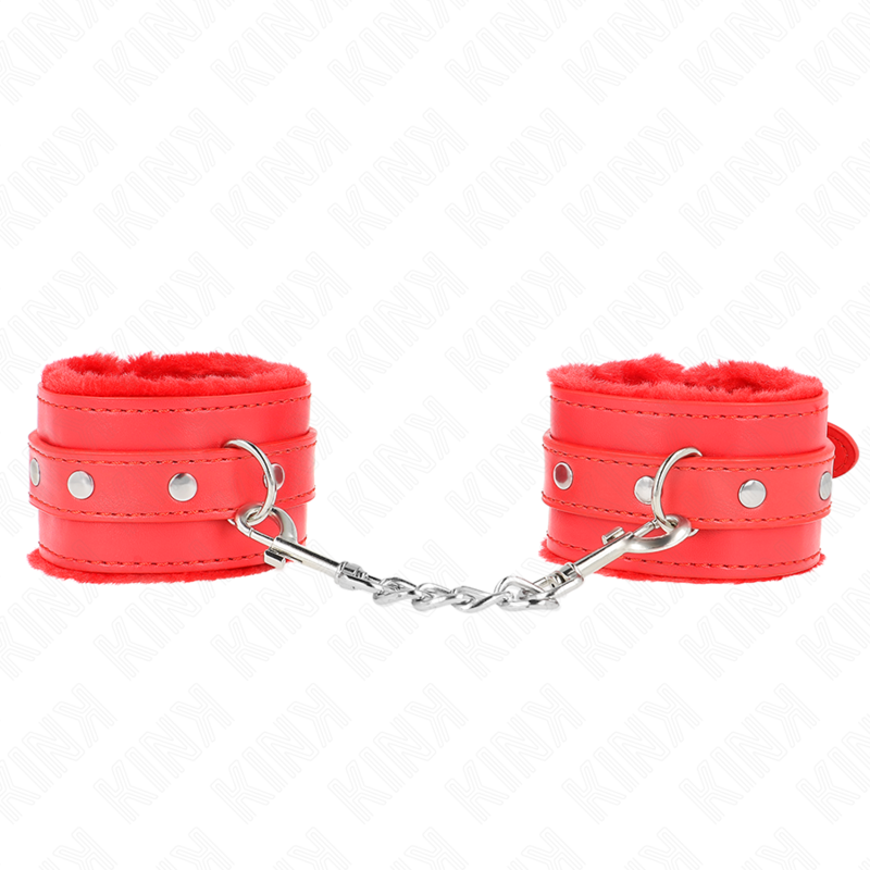 Polsiere rosse con morbida pelliccia Regolabili 17/29 cm x 6 cm KINK