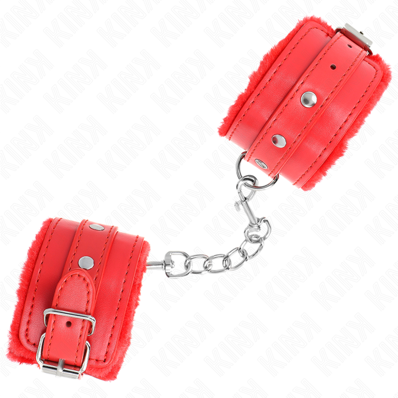 Polsiere rosse con morbida pelliccia Regolabili 17/29 cm x 6 cm KINK