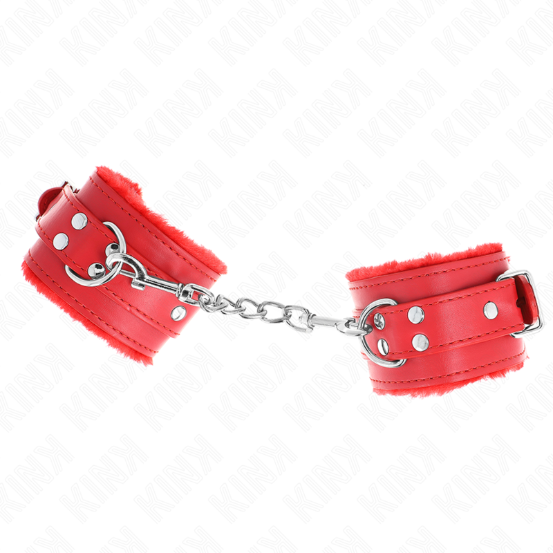 KINK – RESISTENZA DA POLSO IMBOTTITA IN PELLICCIA ROSSO CON CINTURA ROSSA REGOLABILE 17-29 CM X 6 CM