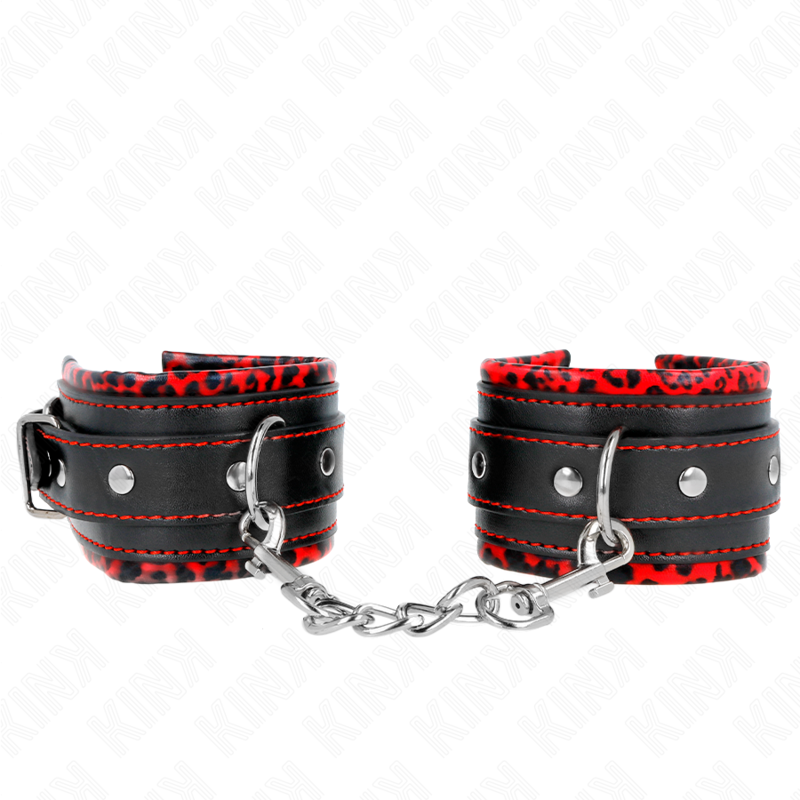 KINK – POGGIPOLSI IMBOTTITI IN PELLICCIA ROSSO/NERO REGOLABILE 17-29 CM X 6 CM