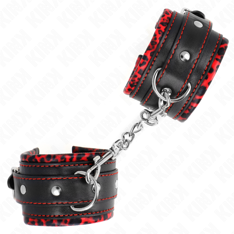 KINK – POGGIPOLSI IMBOTTITI IN PELLICCIA ROSSO/NERO REGOLABILE 17-29 CM X 6 CM