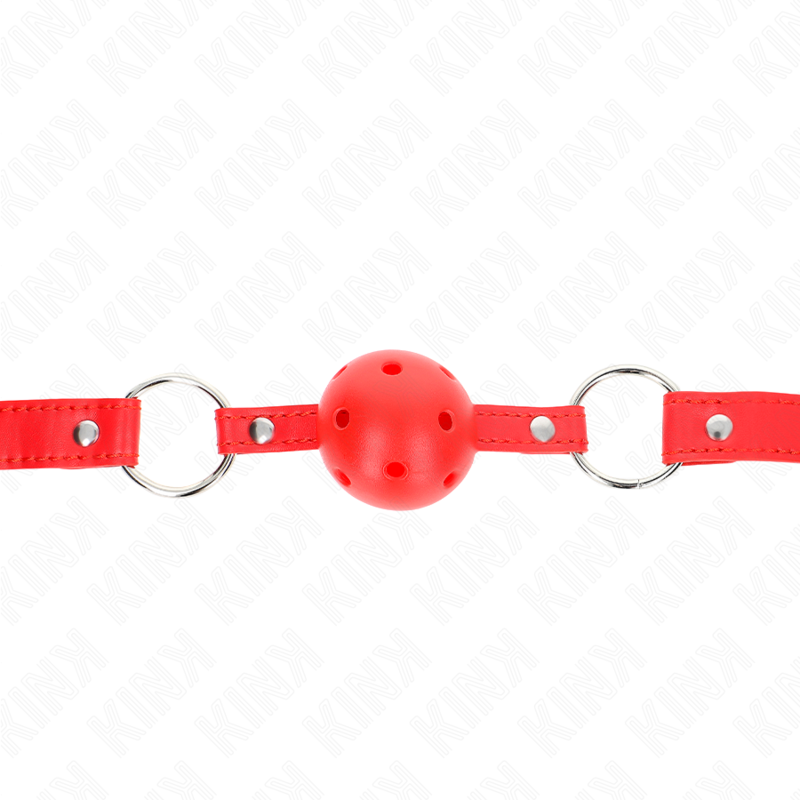 KINK – BAVAGLIO SFERA TRASPIRANTE 4 CM CON DOPPIO RIVETTO MODELLO 1 ROSSO 62,5 x 2,5 CM REGOLABILE 42-58 CM